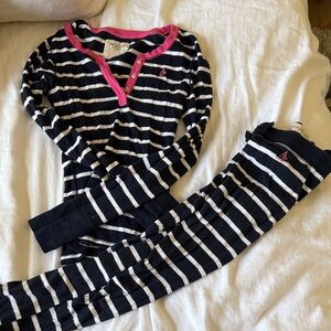 Abercrombie & Fitch Black and White Striped Pajamas with Pink Trim